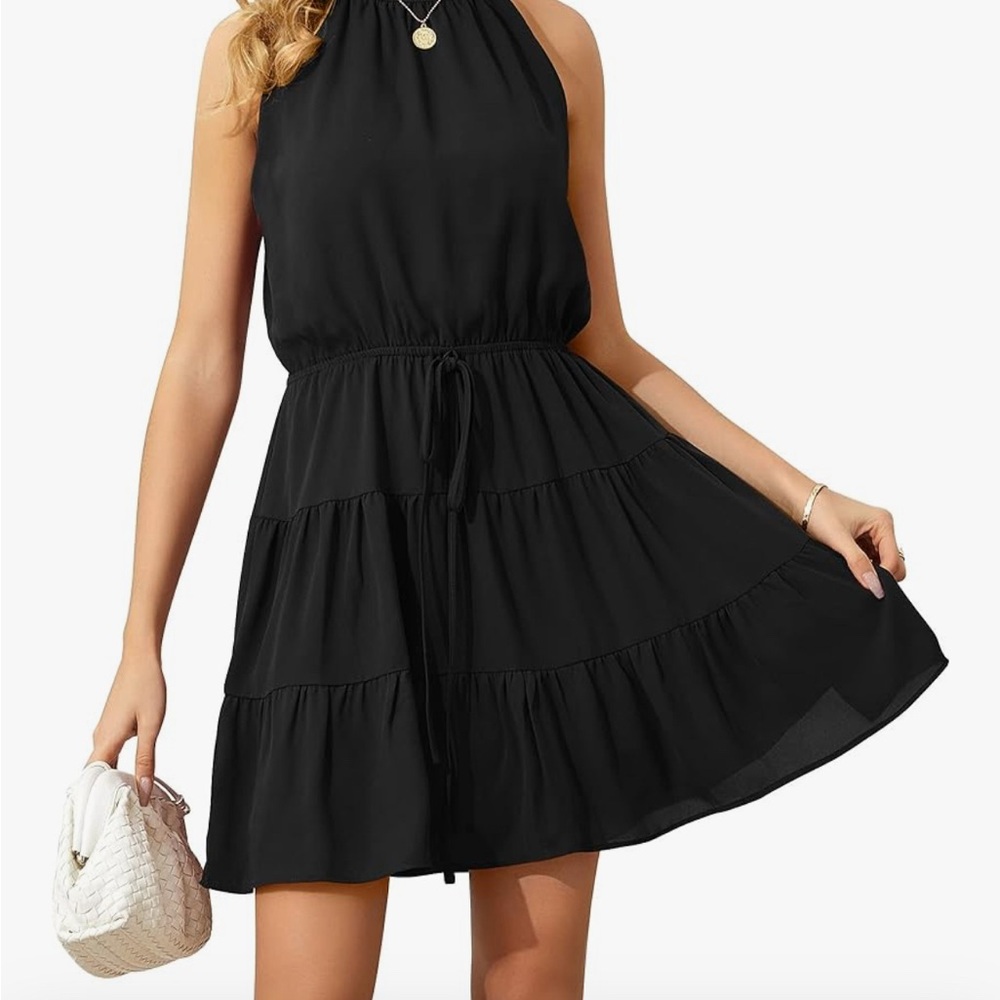Simmer chiffon Black Halter Dress